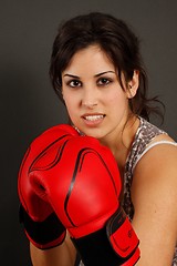 Image showing Young handsome boxer girl.