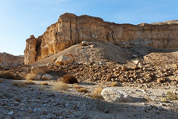 Image showing Rocky desert landscape at sunset