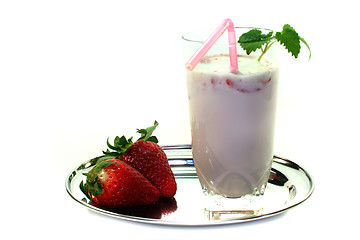 Image showing Strawberry shake with lemon balm