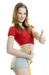 Image showing Slim girl with measure tape