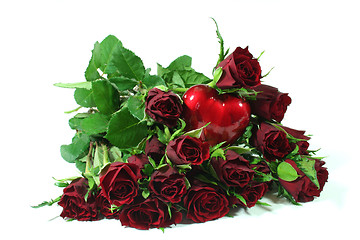 Image showing red roses with red heart