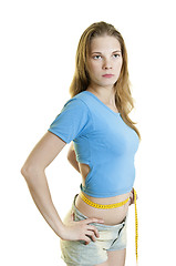 Image showing Slim girl with measure tape