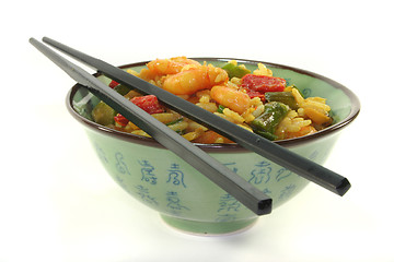 Image showing Rice with asian shrimp