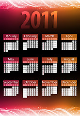 Image showing 2011 Glowing Neon Pink and Orange Calendar. 