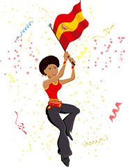 Image showing Black Girl Spain Soccer Fan with flag.