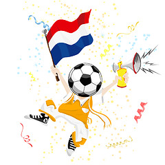 Image showing Dutch Soccer Fan with Ball Head