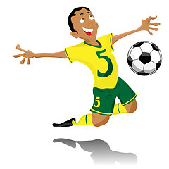 Image showing Black Soccer Player Celebrating Goal.