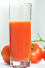 Image showing Glass of tomato juice closeup