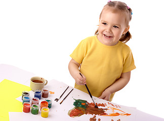 Image showing Cute child play with paints