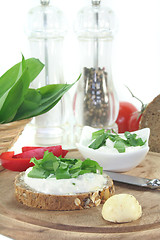 Image showing Cottage cheese bread with wild garlic