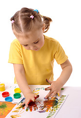 Image showing Cute child paint using hands