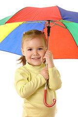 Image showing Cute child with colorful umbrella