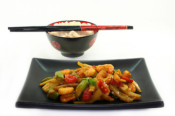 Image showing Rice with Asian shrimp