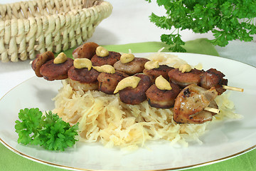 Image showing Sauerkraut with Bratwurst