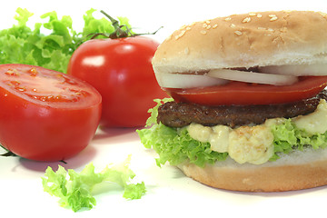 Image showing Hamburger with fresh vegetables