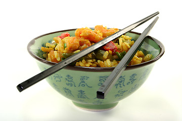 Image showing Rice with asian shrimp