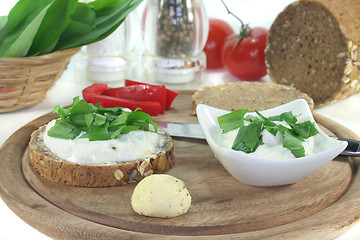 Image showing Cottage cheese bread with wild garlic