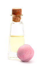Image showing spa oil and bath ball