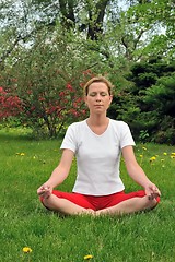 Image showing Young woman doing yoga - meditation