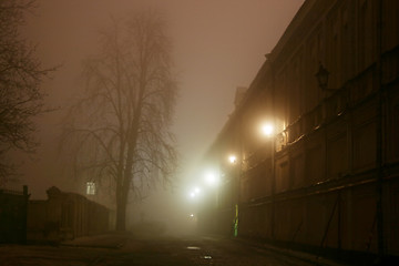 Image showing Night street in the fog