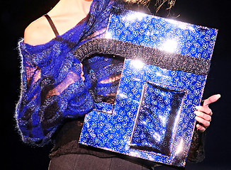 Image showing Blue shiny handbag