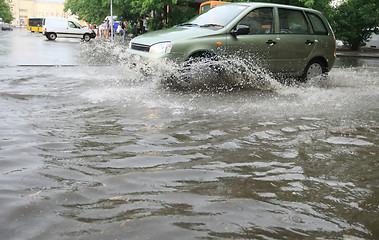 Image showing Car on Very Wet Road