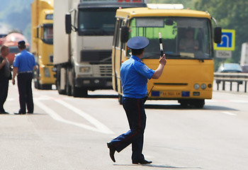 Image showing policeman on the road