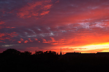 Image showing Sunset above city