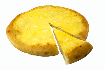 Image showing Pizza with cheese and eggs