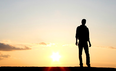 Image showing man in sunset