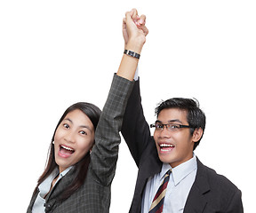 Image showing Cheering successful business team