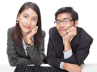 Image showing Two friendly marketing representatives