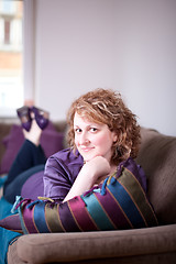 Image showing Woman on Sofa