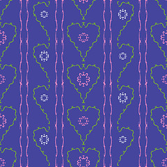 Image showing Flowers hearts seamless pattern