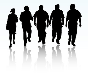 Image showing Group of business people walking and talking