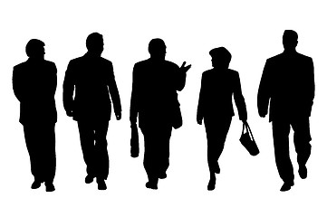 Image showing Group of business people walking and talking