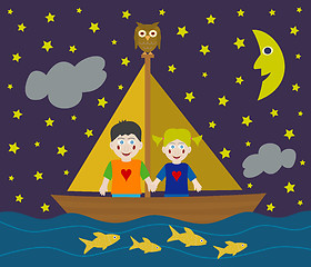 Image showing Kids sailing adventure