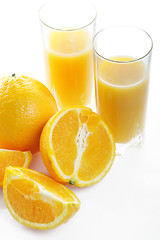 Image showing Oranges and juice above view