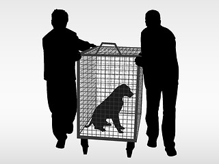 Image showing The dog catchers and the stray abandoned dog