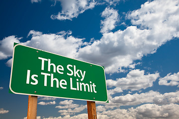 Image showing The Sky Is The Limit Green Road Sign