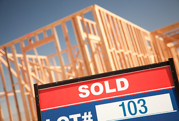 Image showing Sold Lot Sign at New Home Construction Site