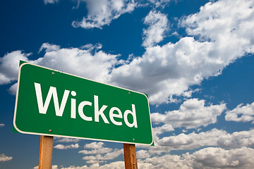 Image showing Wicked Green Road Sign with Sky