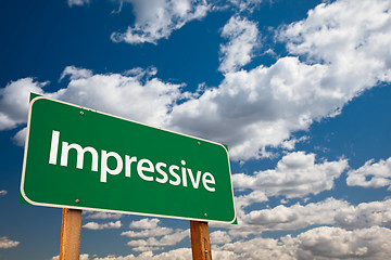 Image showing Impressive Green Road Sign with Sky