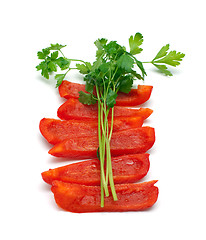 Image showing Slice of paprika and parsley