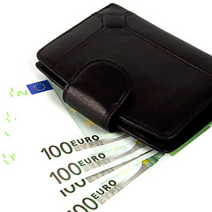 Image showing euro and a leather purse