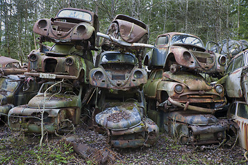 Image showing Heap of scrap cars