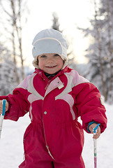 Image showing Toddler skiing