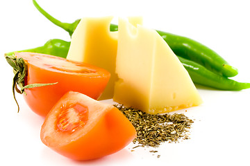 Image showing cheese, vegetables and herb