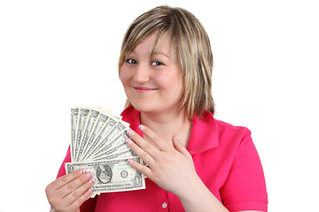 Image showing Young woman with money