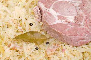 Image showing Cooked ribs with sauerkraut